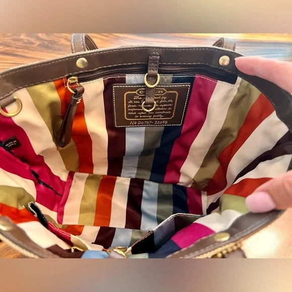 Coach Women's Tan and Brown Signature Tote Bag Purse With Hangtag Stunning - Picture 7 of 15